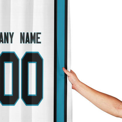 Custom Football Carolina Panthers style personalized shower curtain custom design name and number set of 12 shower curtain hooks Rings