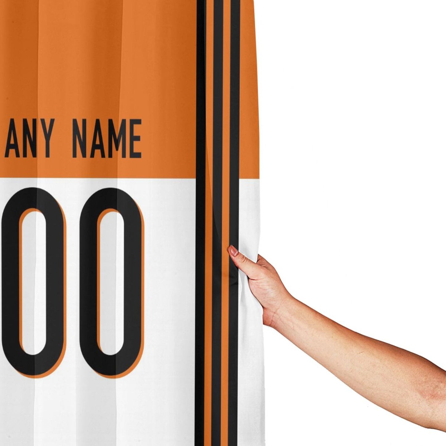 Custom Football Cincinnati Bengals style personalized shower curtain custom design name and number set of 12 shower curtain hooks Rings