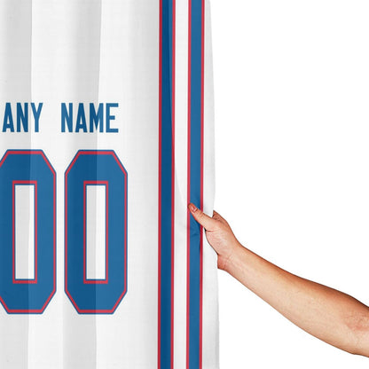 Custom Football Buffalo Bills style personalized shower curtain custom design name and number set of 12 shower curtain hooks Rings