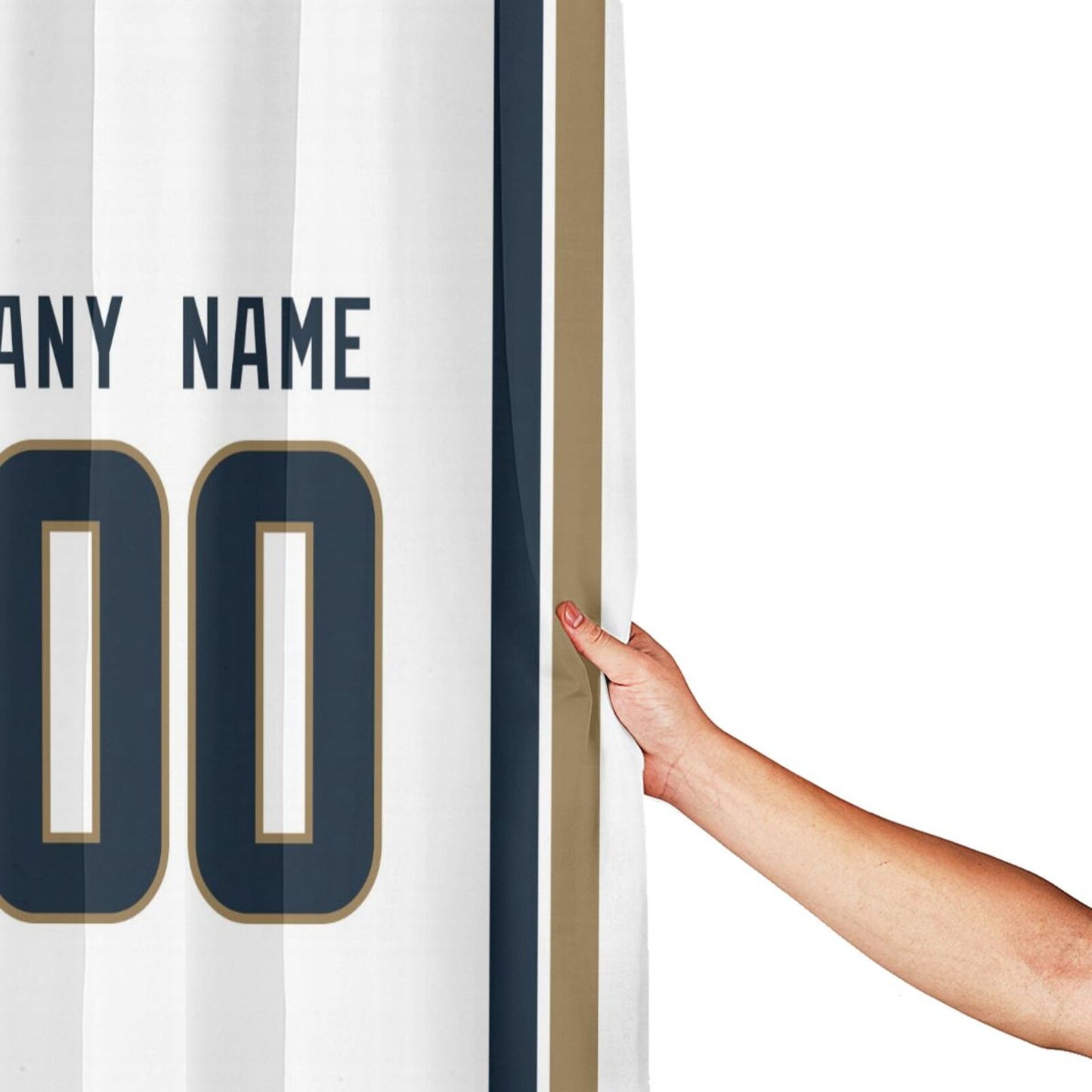 Custom Football Los Angeles Rams style personalized shower curtain custom design name and number set of 12 shower curtain hooks Rings