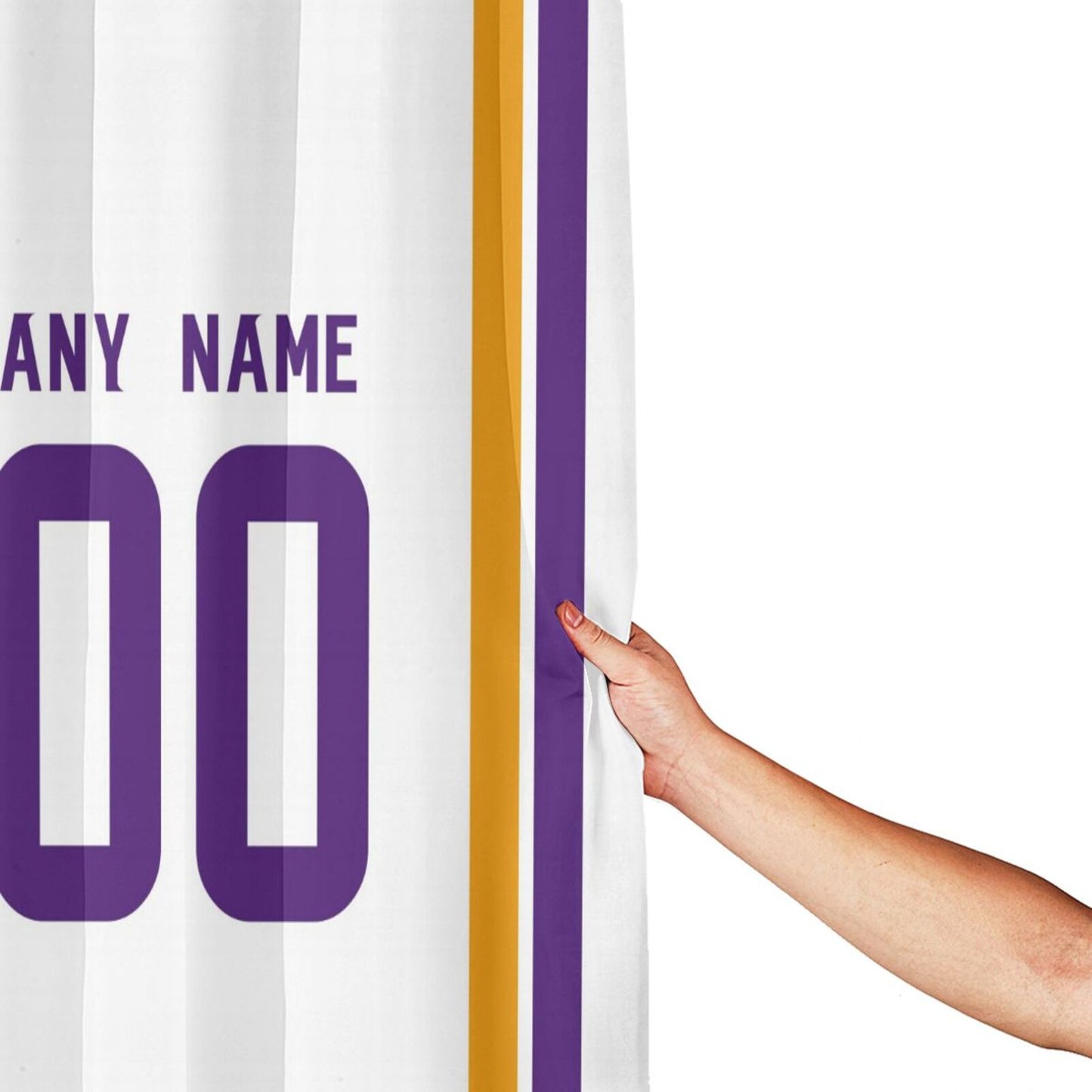 Custom Football Minnesota Vikings style personalized shower curtain custom design name and number set of 12 shower curtain hooks Rings