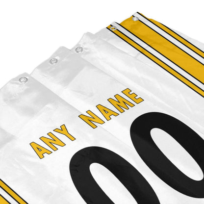 Custom Football Pittsburgh Steelers style personalized shower curtain custom design name and number set of 12 shower curtain hooks Rings