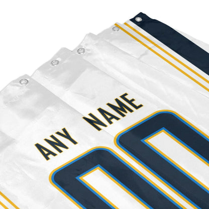 Custom Football Los Angeles Chargers style personalized shower curtain custom design name and number set of 12 shower curtain hooks Rings