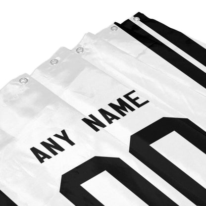 Custom Football Las Vegas Raiders style personalized shower curtain custom design name and number set of 12 shower curtain hooks Rings