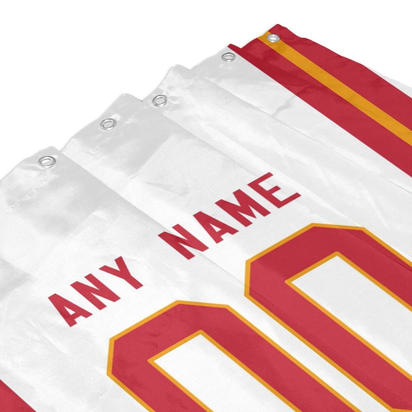 Custom Football Kansas City Chiefs style personalized shower curtain custom design name and number set of 12 shower curtain hooks Rings