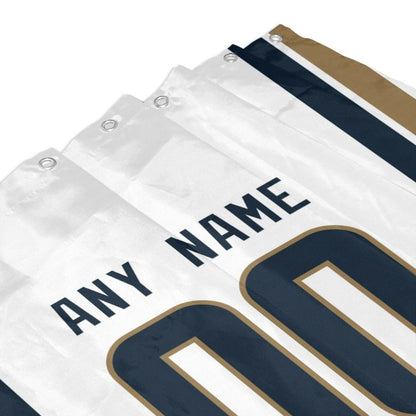 Custom Football Los Angeles Rams style personalized shower curtain custom design name and number set of 12 shower curtain hooks Rings