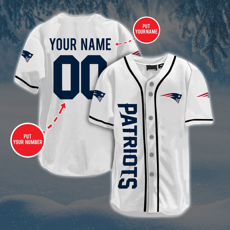 Personalized Custom New England Patriots Baseball Jersey Short Sleeve Sports Football Jersey