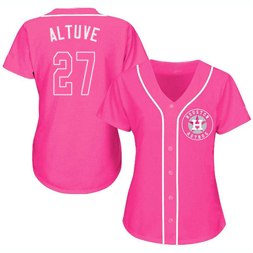 Women's Baseball Jersey Houston Astros 27 Jose Altuve Pink Fashion Stitched Jerseys