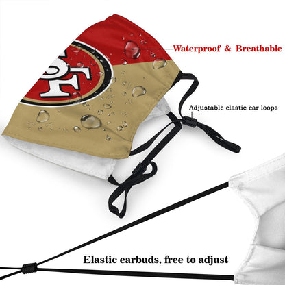 Custom Football Personalized San Francisco 49ers Dust Face Mask With Filters PM 2.5