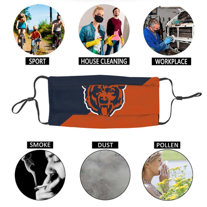 Custom Football Personalized Chicago Bears Dust Face Mask With Filters PM 2.5
