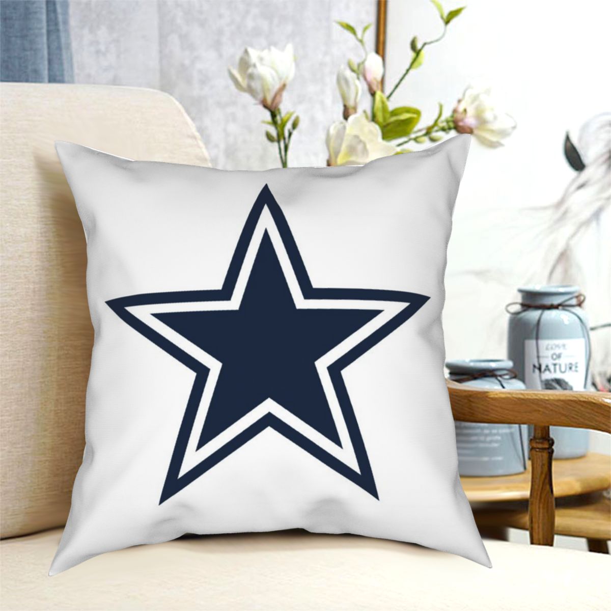 Custom Decorative Football Pillow Case Dallas Cowboys White Pillowcase Personalized Throw Pillow Covers