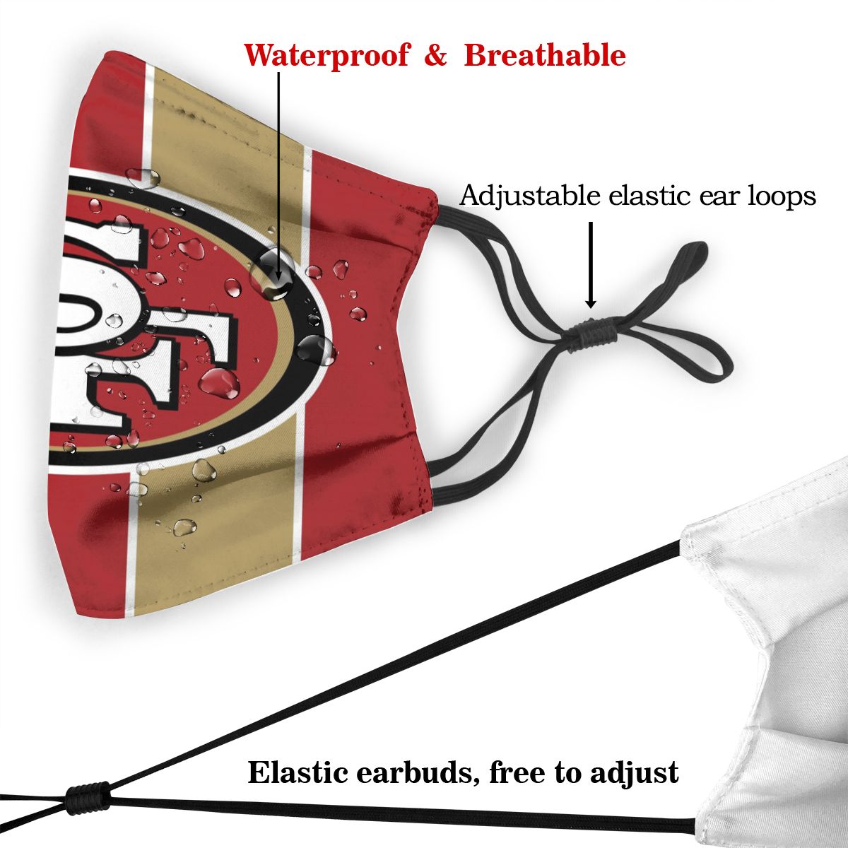 Custom Football Personalized SF.49er 01- Red Dust Face Mask With Filters PM 2.5