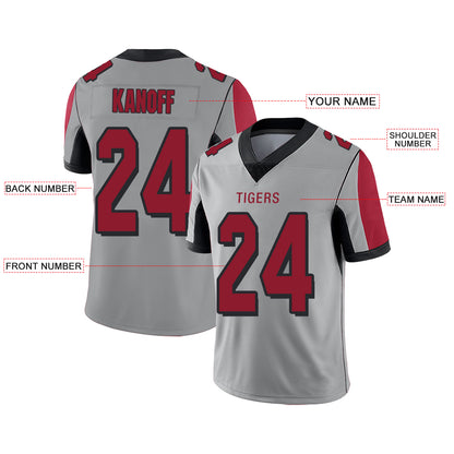 Custom Atlanta Falcons Stitched American Football Jerseys Personalize Birthday Gifts Grey Jersey