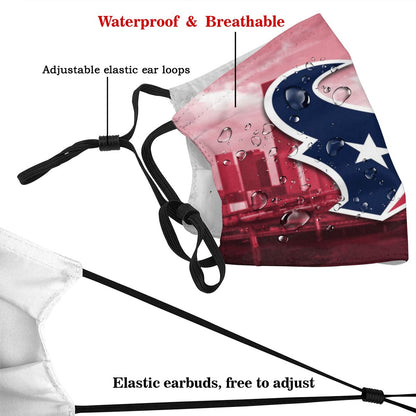 Print Football Personalized Houston Texans 6 Dust Face Mask With Filters PM 2.5