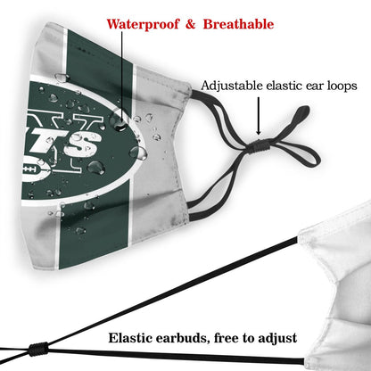 Custom Football Personalized NY.Jet 01-Grey Dust Face Mask With Filters PM 2.5