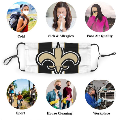 Custom Football Personalized NO.Saint 01- White Dust Face Mask With Filters PM 2.5