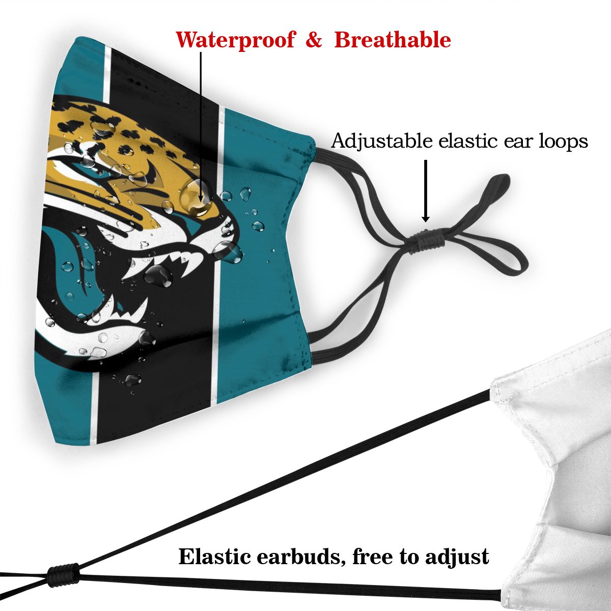 Custom Football Personalized J. Jaguar 01-Teal Dust Face Mask With Filters PM 2.5