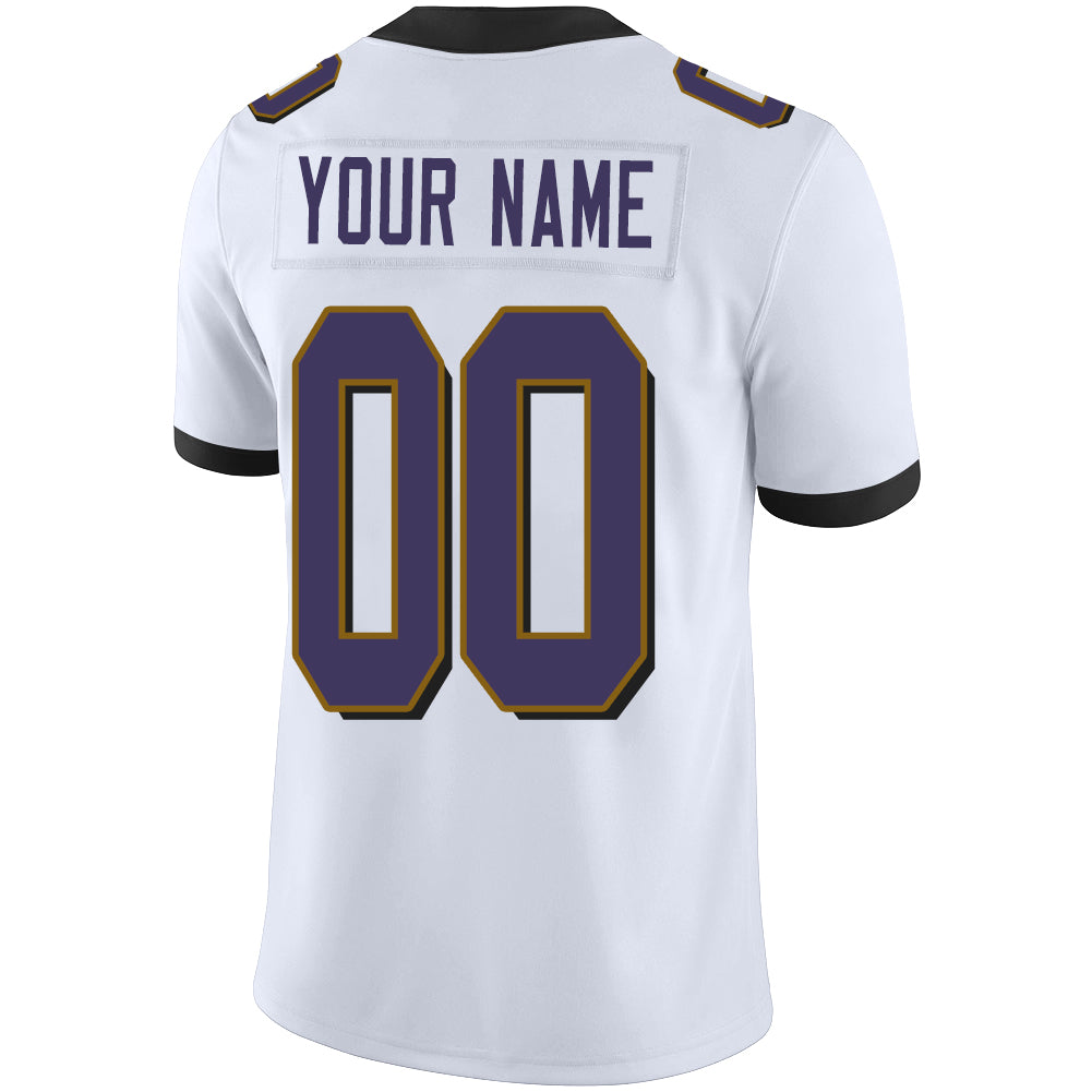 Custom Baltimore Ravens Stitched American Football Jerseys Personalize Birthday Gifts White Jersey