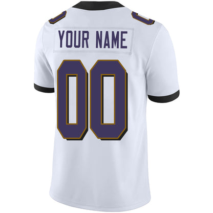 Custom Baltimore Ravens Stitched American Football Jerseys Personalize Birthday Gifts White Jersey