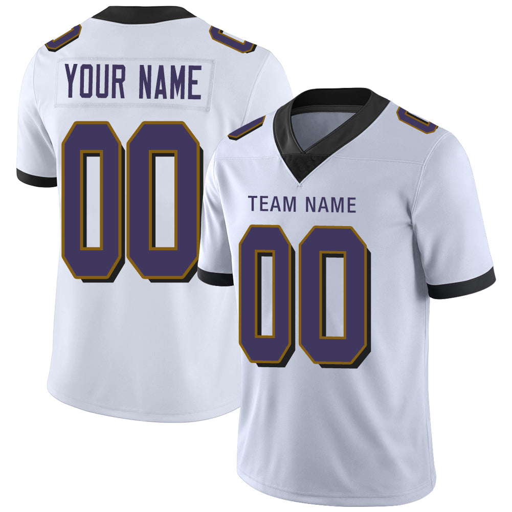 Custom Men's American Baltimore Ravens White Vapor Limited Stitched Football Jersey