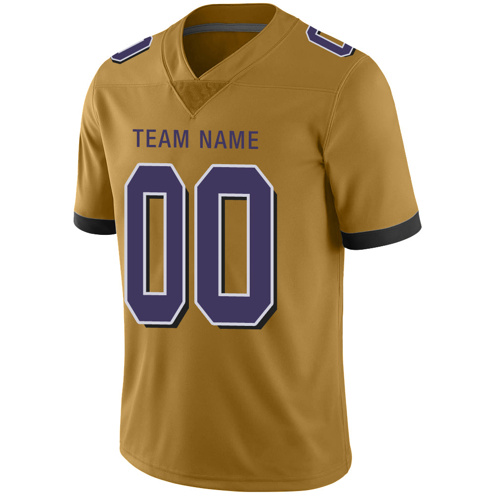 Custom Baltimore Ravens Stitched American Football Jerseys Personalize Birthday Gifts Gold Jersey