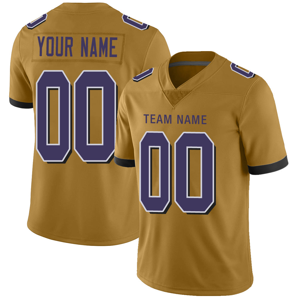 Custom Baltimore Ravens Stitched American Football Jerseys Personalize Birthday Gifts Gold Jersey