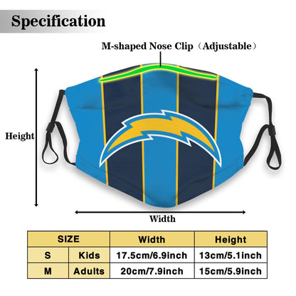 Custom Football Personalized LA.Charger 01- Blue Dust Face Mask With Filters PM 2.5