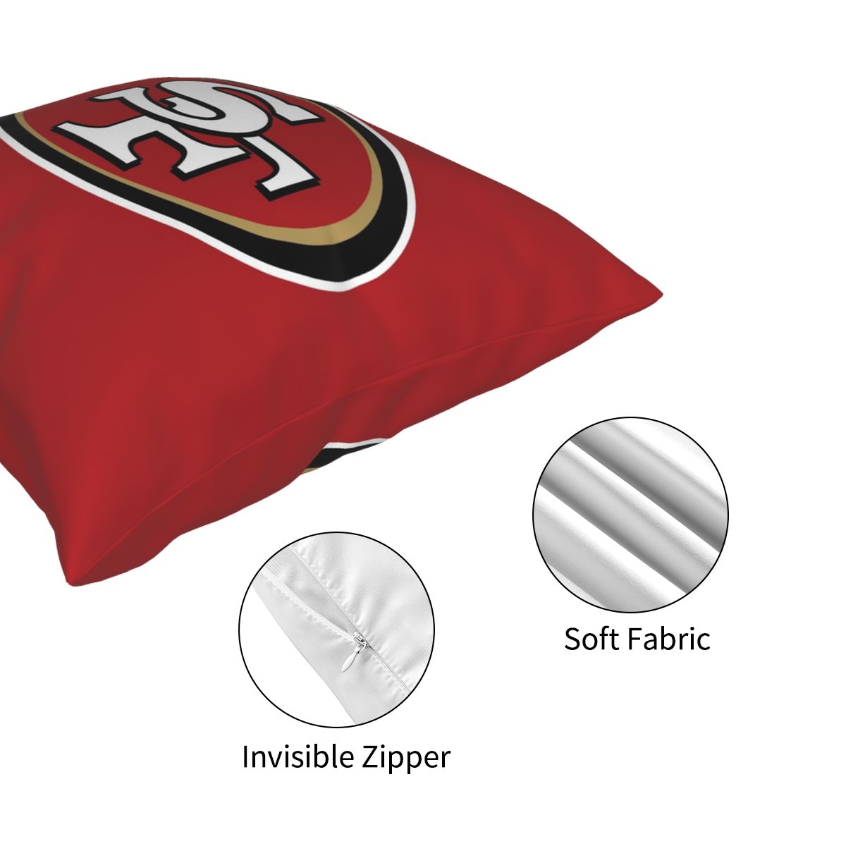 Custom Decorative Football Pillow Case San Francisco 49ers Red Pillowcase Personalized Throw Pillow Covers