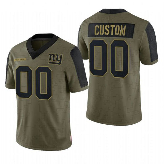 Custom Football New York Giants Olive 2021 Salute To Service Limited Jersey