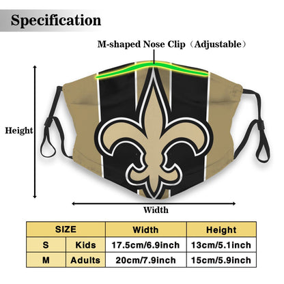 Custom Football Personalized NO.Saint 01- Gold Dust Face Mask With Filters PM 2.5