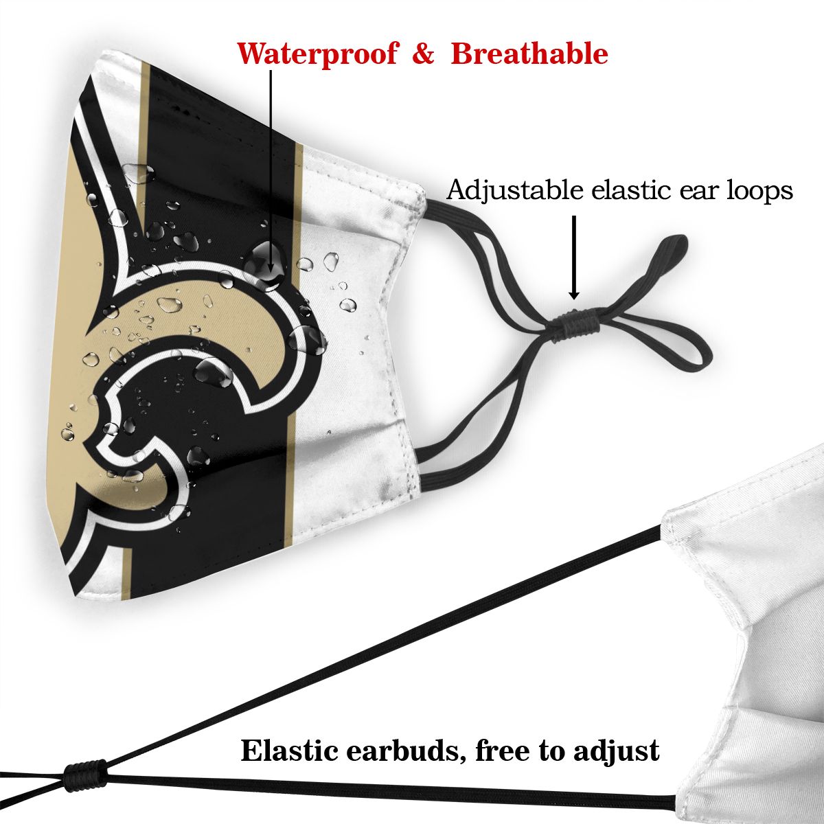 Custom Football Personalized NO.Saint 01- White Dust Face Mask With Filters PM 2.5