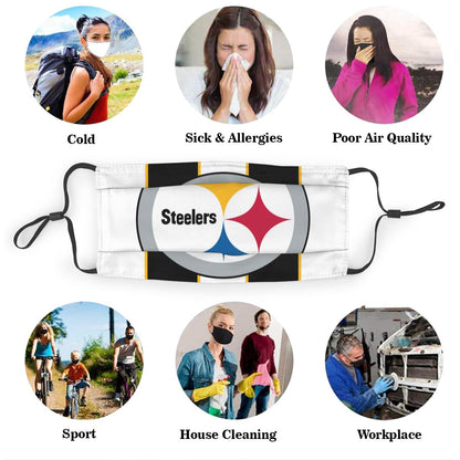 Custom Football Personalized P.Steeler 01-White Dust Face Mask With Filters PM 2.5