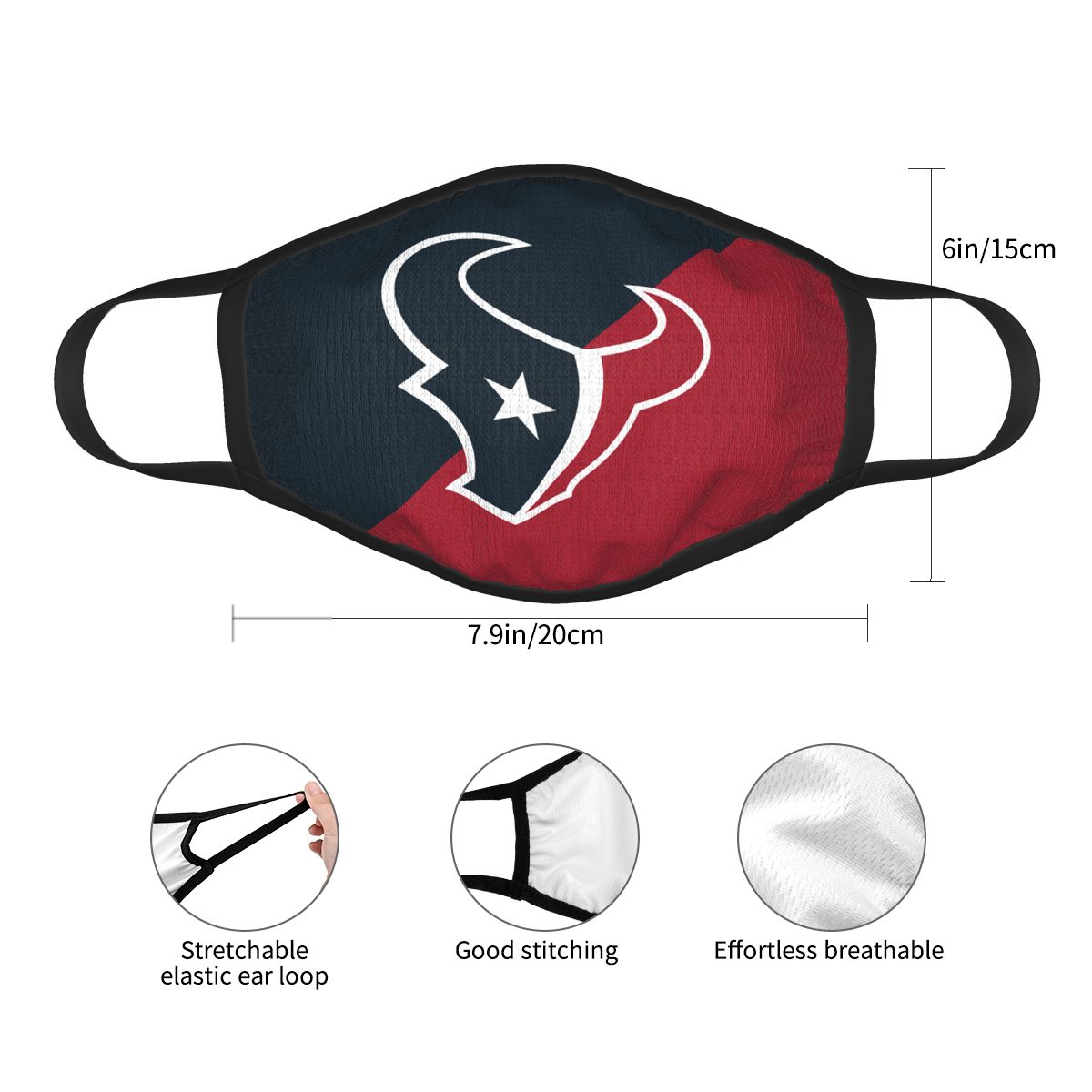 Custom Football Personalized Houston Texans Dust Face Mask With Filters PM 2.5