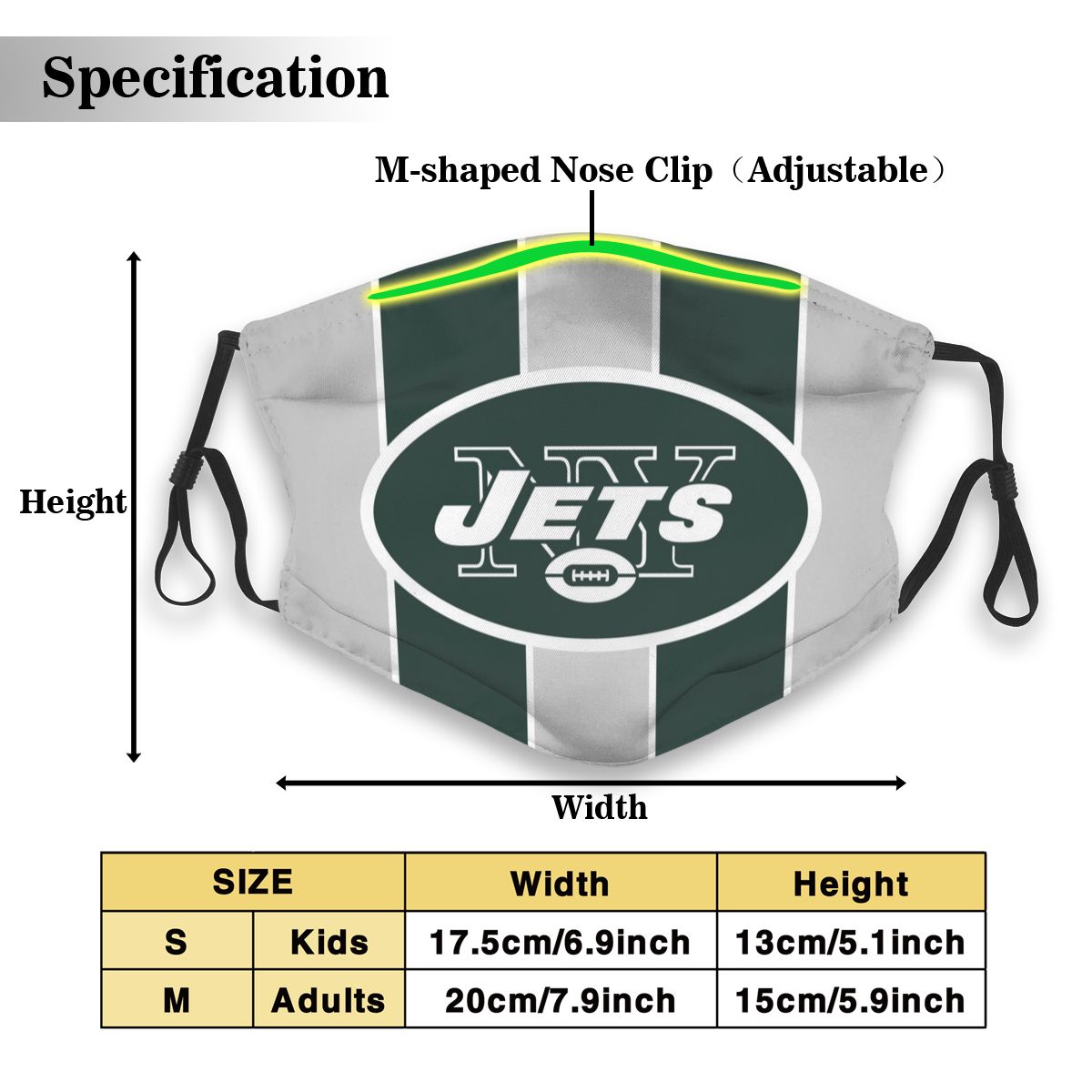 Custom Football Personalized NY.Jet 01-Grey Dust Face Mask With Filters PM 2.5