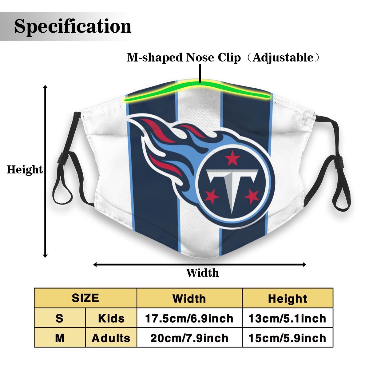 Custom Football Personalized T.Titan 01- White Dust Face Mask With Filters PM 2.5