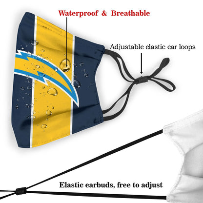 Custom Football Personalized LA.Charger 01- Navy Dust Face Mask With Filters PM 2.5