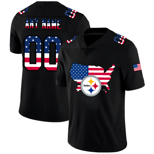 Custom Pittsburgh Steelers Football Black Limited Fashion Flag Stitched Jerseys