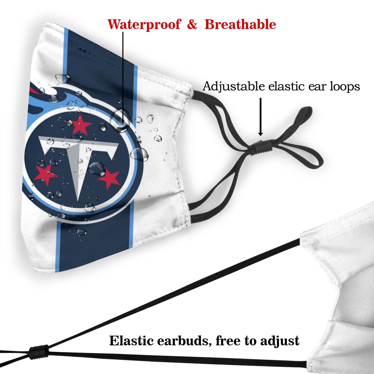 Custom Football Personalized T.Titan 01- White Dust Face Mask With Filters PM 2.5