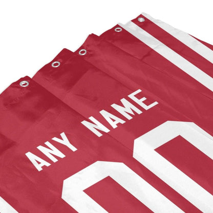 Custom Football San Francisco 49ers style personalized shower curtain custom design name and number set of 12 shower curtain hooks Rings