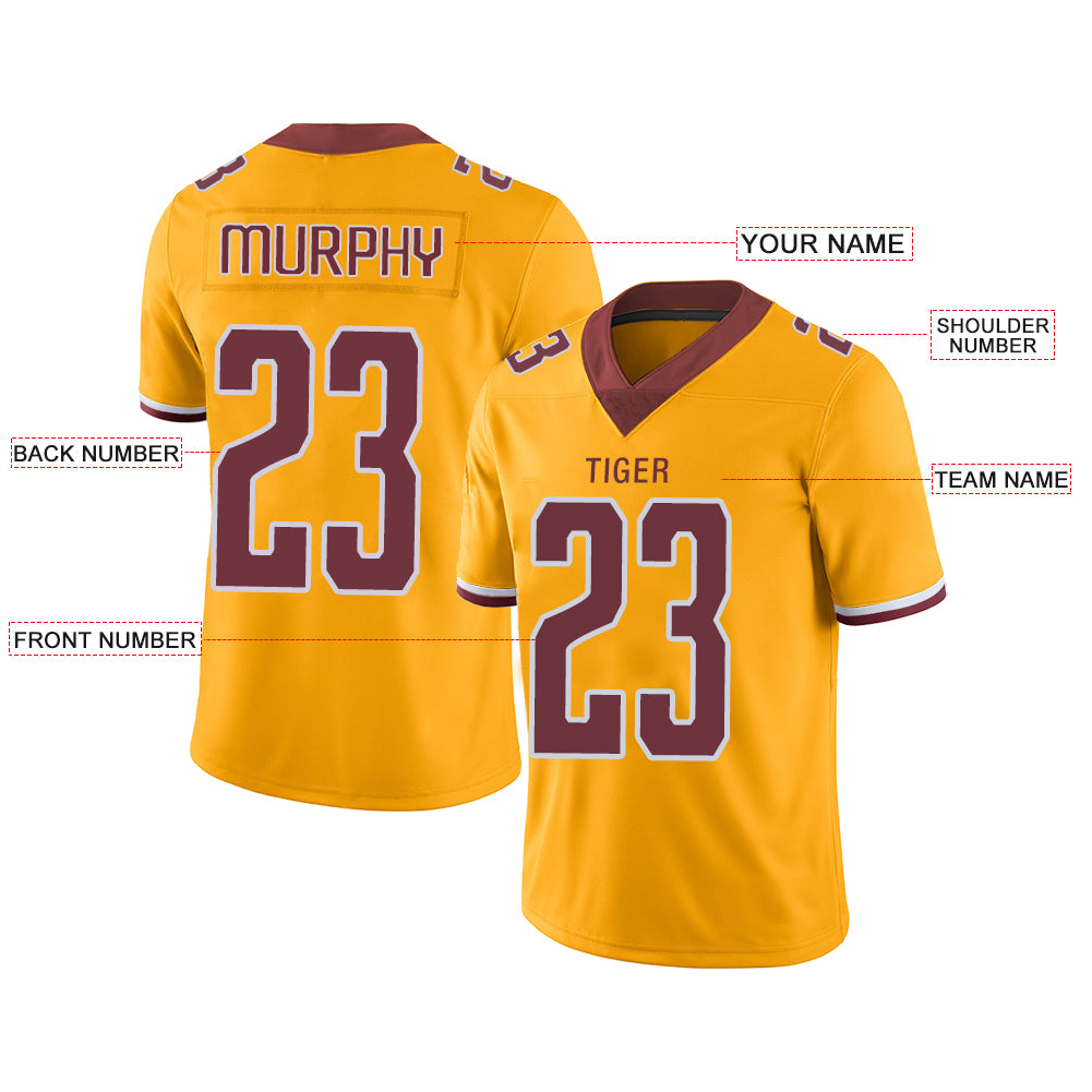 Custom Washington Redskins Stitched American Football Jerseys Personalize Birthday Gifts Gold Jersey