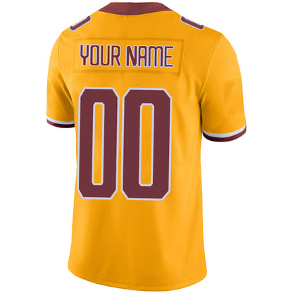 Custom Washington Redskins Stitched American Football Jerseys Personalize Birthday Gifts Gold Jersey
