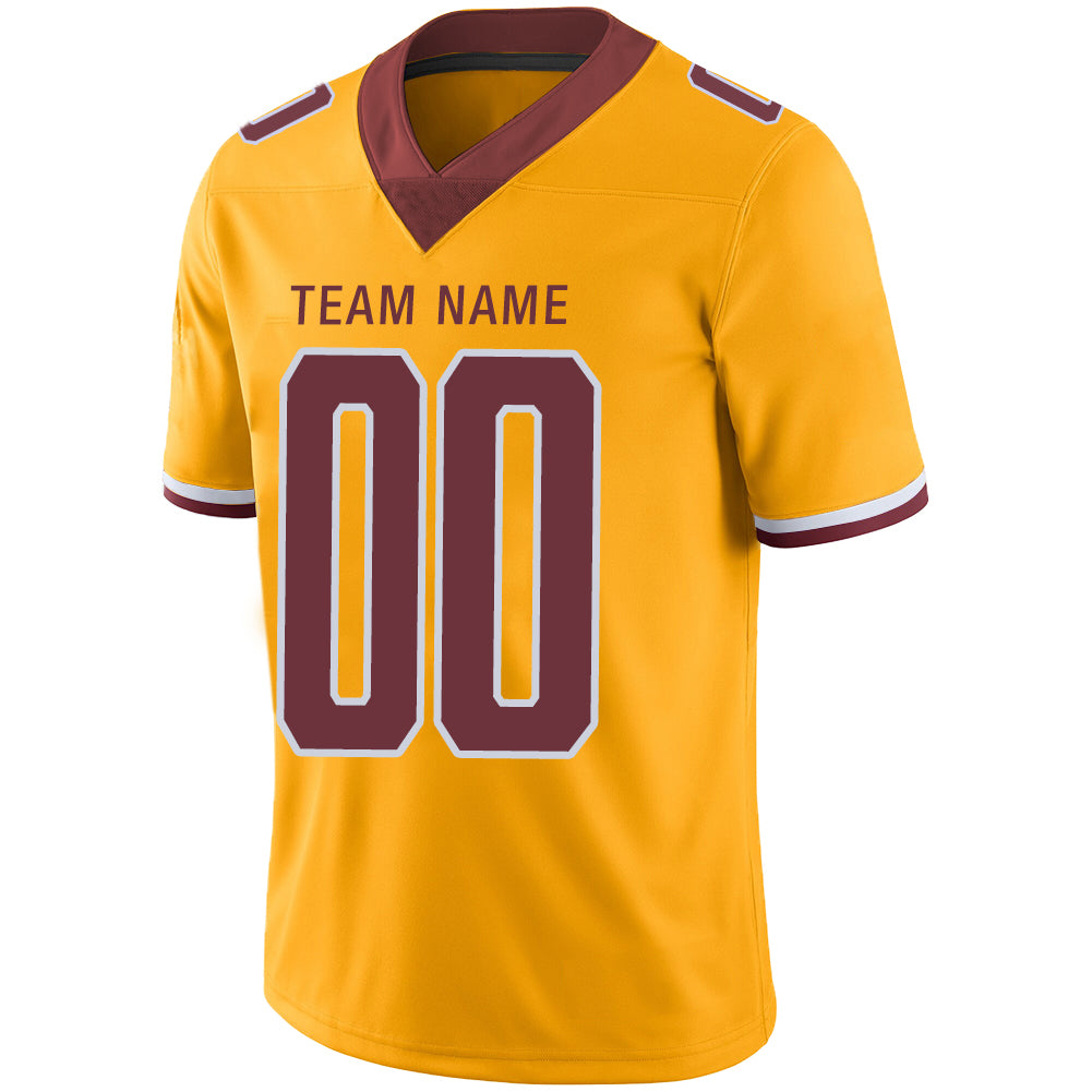 Custom Washington Redskins Stitched American Football Jerseys Personalize Birthday Gifts Gold Jersey