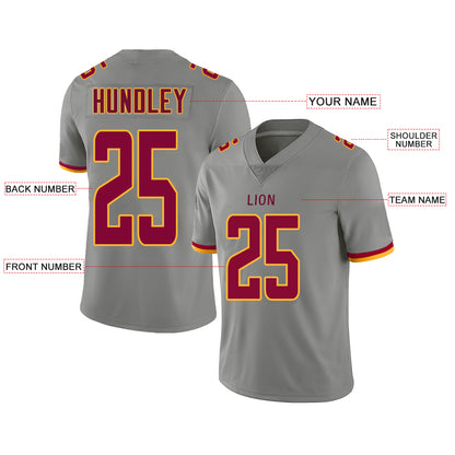 Custom Washington Redskins Stitched American Football Jerseys Personalize Birthday Gifts Grey Jersey