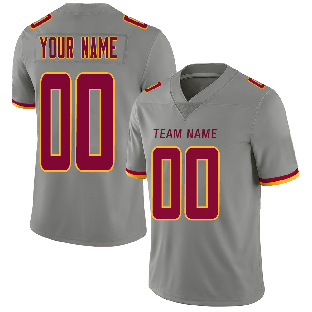 Custom Washington Redskins Stitched American Football Jerseys Personalize Birthday Gifts Grey Jersey
